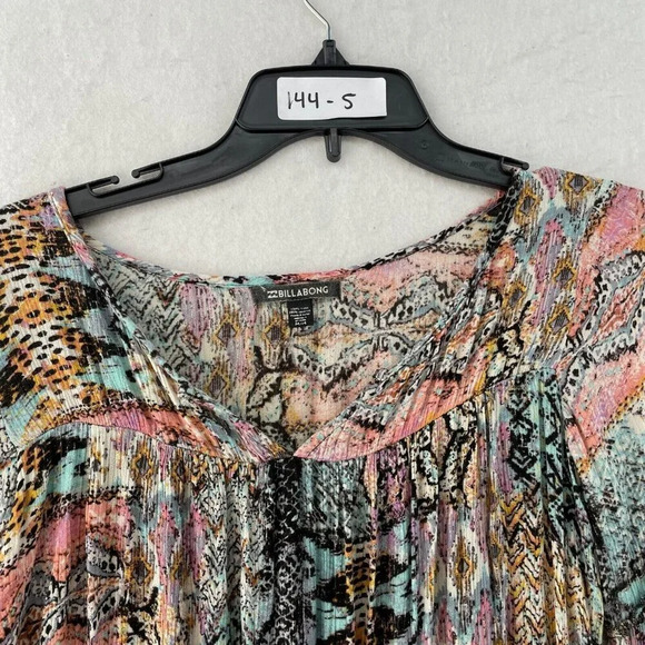 Billabong Blouse Womens M Sheer Western Off Shoulder Pullover 3/4 Sleeve Stretch - Picture 10 of 10